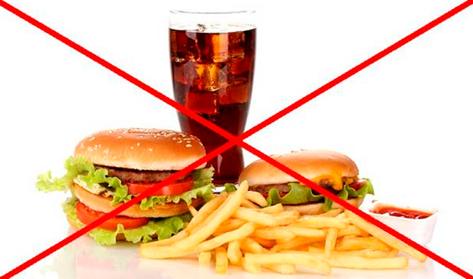 Отказаться от острой и жирной пищи